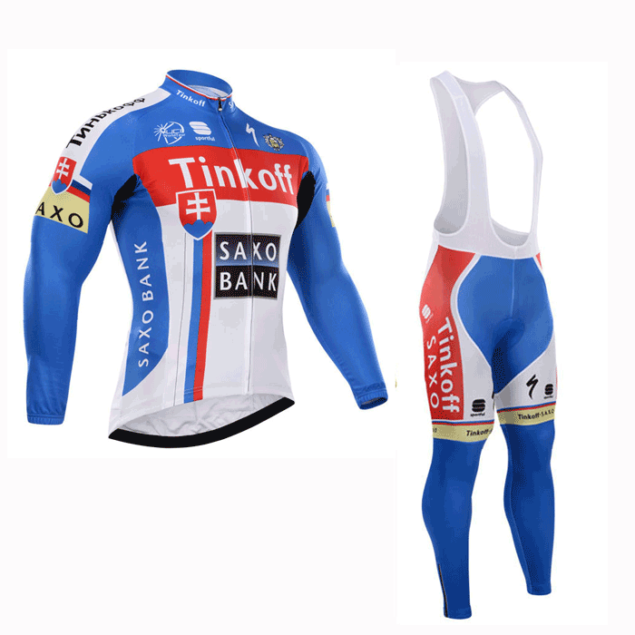 2015 Maillot Saxo bank mangas largas tirantes Azul